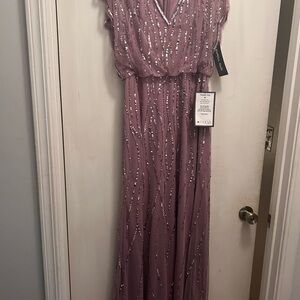 Elegant Mauve Sequin Evening Gown